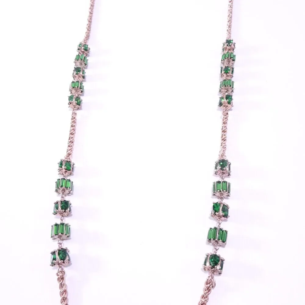 Neiman Marcus Rose Gold Chain Necklace with Green Gem Accents - Picture 4 of 9